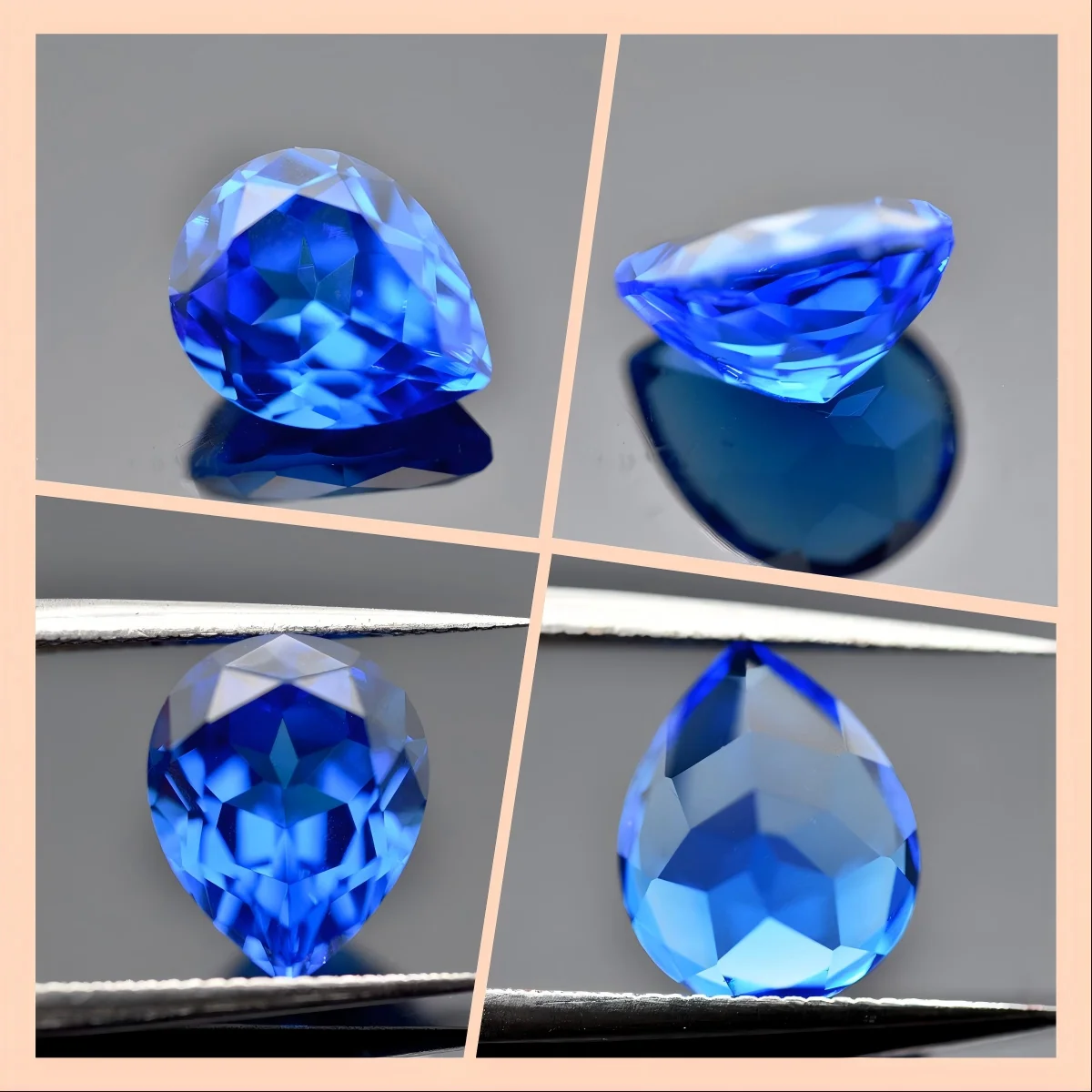 

L-Lab Grown Cobalt Spinel Pear Shape Extremely Shiny Quality Charm Gemstone Advanced Jewelry Making Materials Certificate
