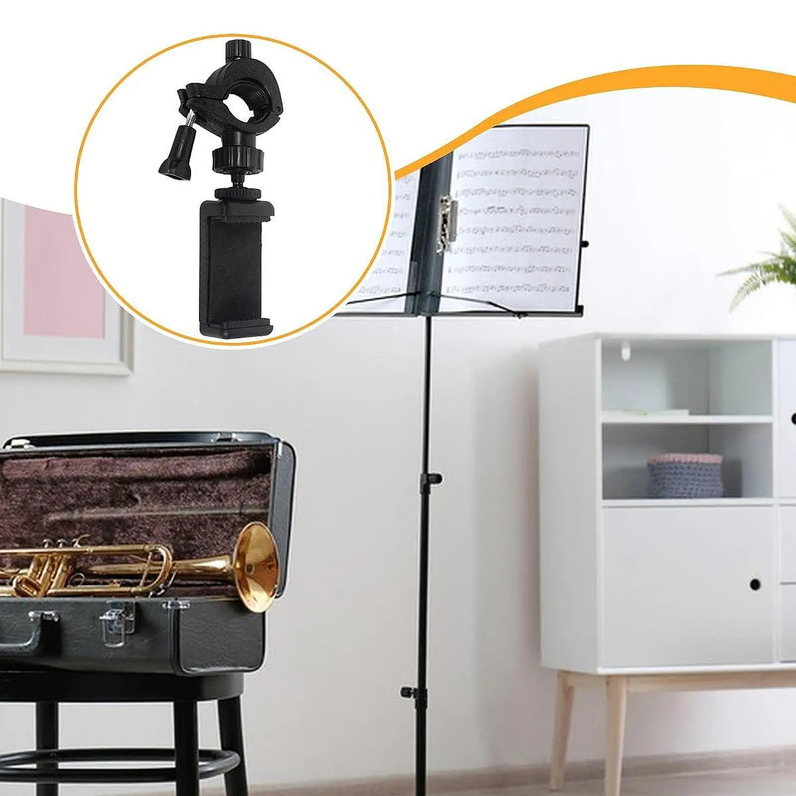 حامل ميكروفون حامل هاتف جبل معدات الآلات الموسيقية للبث المباشر المشبك ميكروفون حامل الموسيقى جبل الهاتف المرن #4