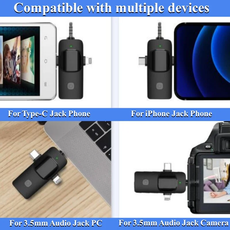 プロフェッショナル 2.4 グラムワイヤレスラベリアマイク携帯電話ライブストリーミングマイク Iphone/Type-C/3.5 ミリメートルオーディオ 3 IN 1 ジャック
