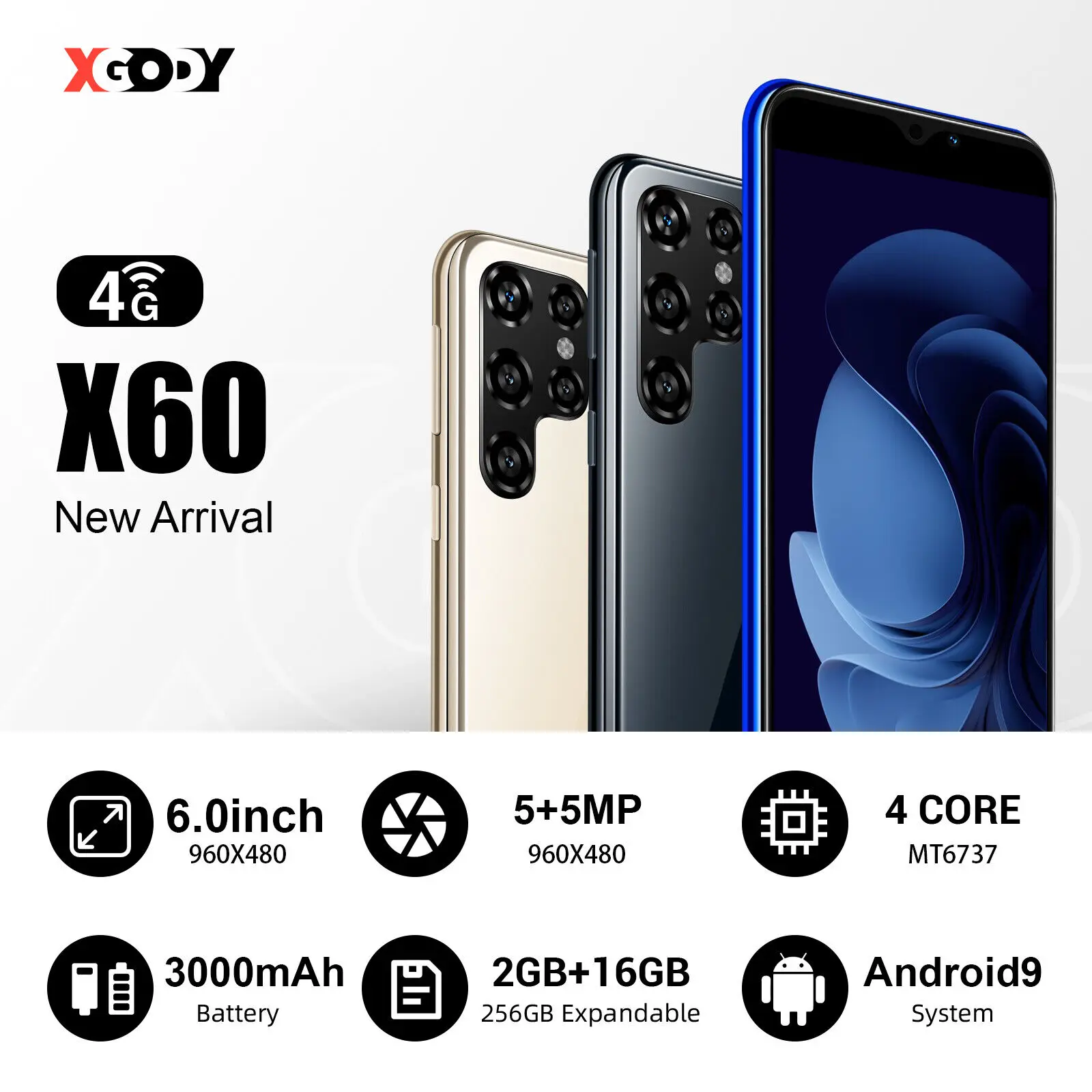 XGODY X60 New LTE 4G Cell Phone 6.0