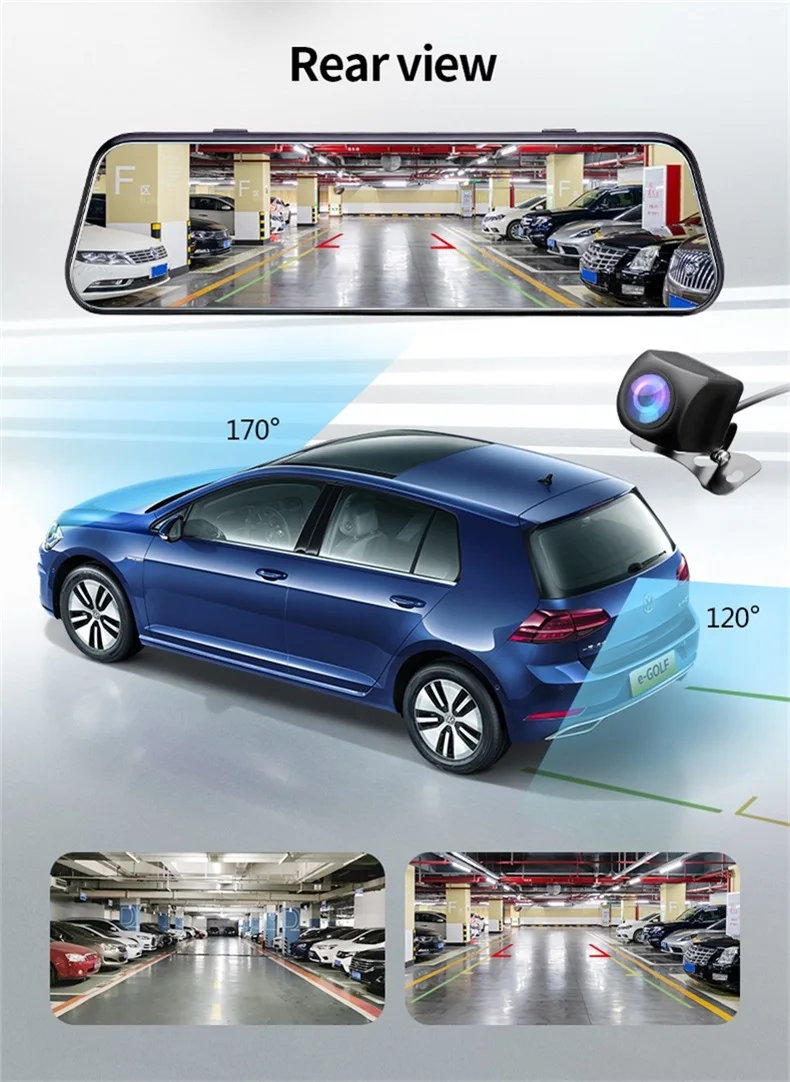 SPY car recorder rear view mirror tvi rear car backup front camera wifi with parking sensors