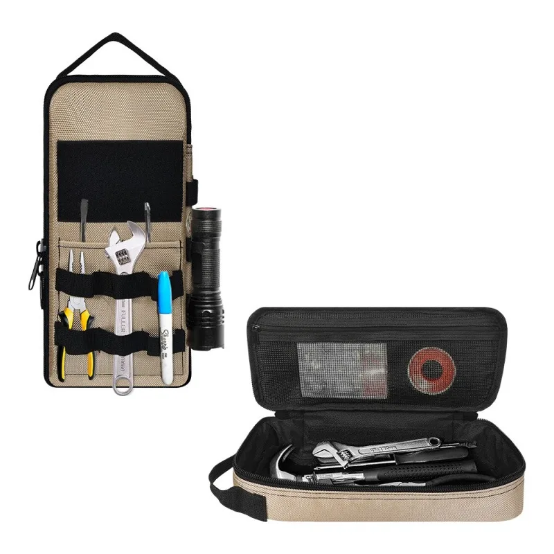 Sac à outils robuste, organisateur d'outils tactique, sac portable pratique multi-poches avec mousqueton et cordon rétractable