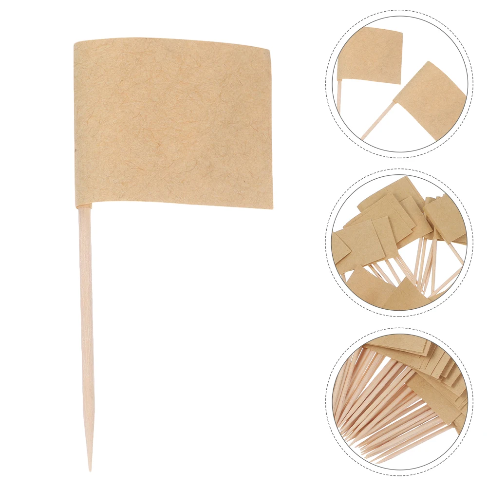 

200Pcs Blank Toothpick Flags Mini Stick Brown Cheese Board Flags Appetizer Food Picks Cupcake Party Buffet Decorations