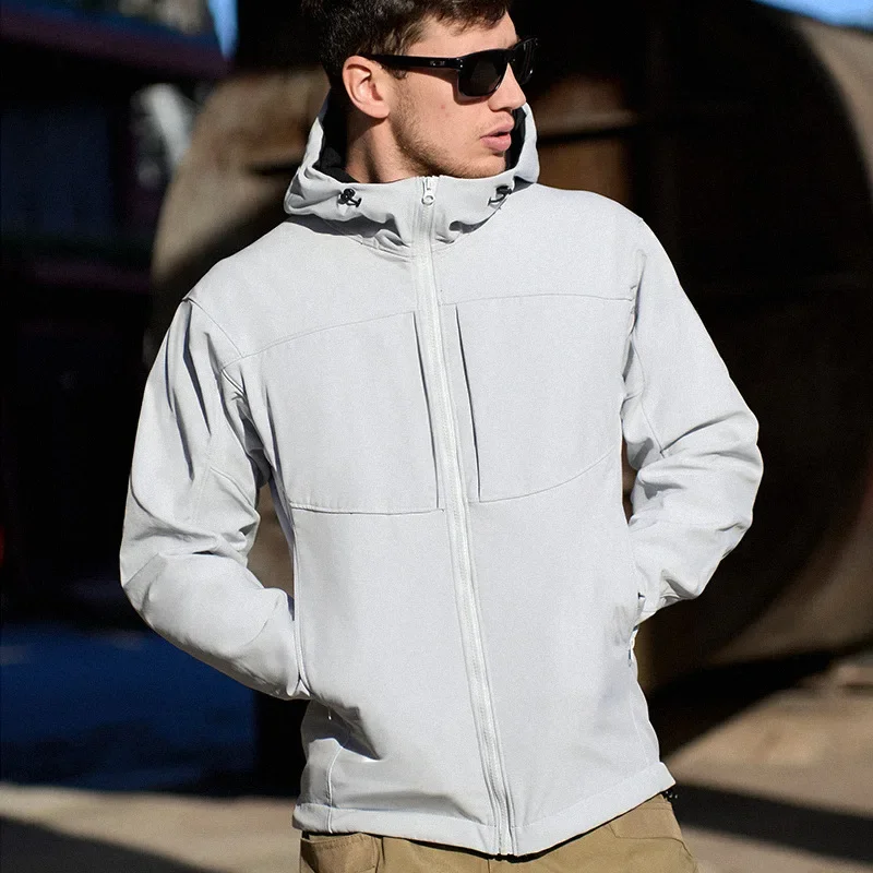 

Men's Spring Autumn Wear Resistant Waterproof Multi Pocket Climbing Hiking Soft Shell Coat New Outdoor Tactical Jacket