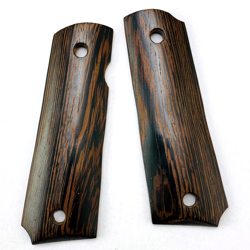 1 pasang dengan sekrup kunci panga-panggilan bahan kayu alami 1911 Model pegangan pegangan sisik tambalan DIY membuat aksesori Bagian lempengan