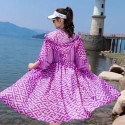 2023 New Hooded Long Jacket Female Windbreaker Summer Top Long Sleeve Overcoat Korean Fashion Sun Protection Clothing Beach