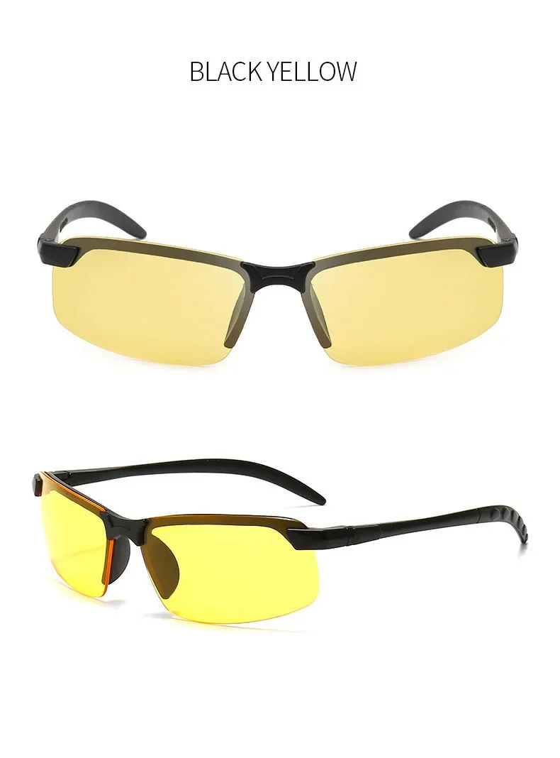 Nachtsichtbrille Herren Anti-Glare Fahren Halbrahmen Sonnenbrille für Fahrer Outdoor Sportbrille Damen Tag- und Nachtbrille – Detail 7
