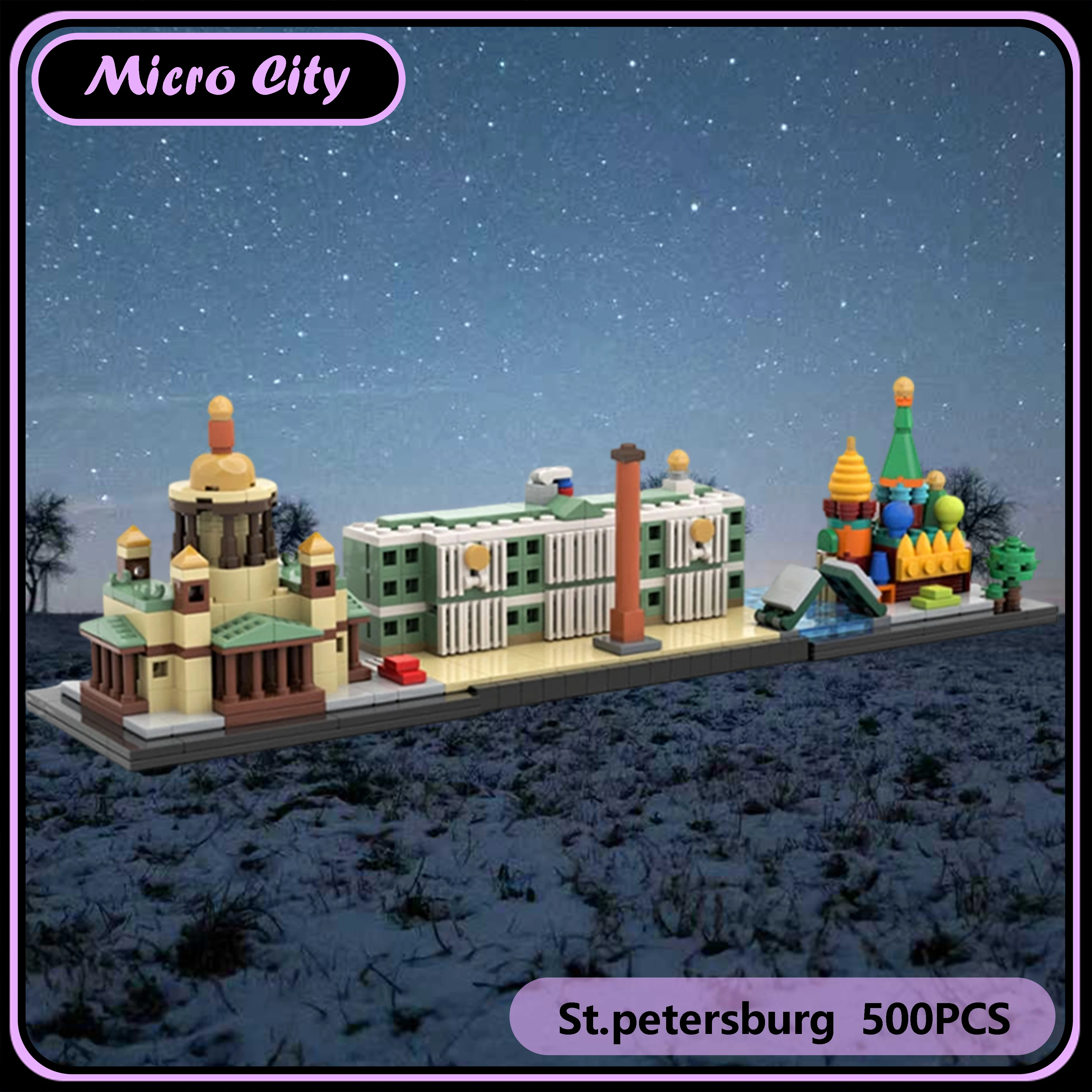 Micro MOC City Skyline Sint-Petersburg Bouwstenen Model DIY Miniatuur Architectuur Display Set Model Cadeau Kerstcadeau