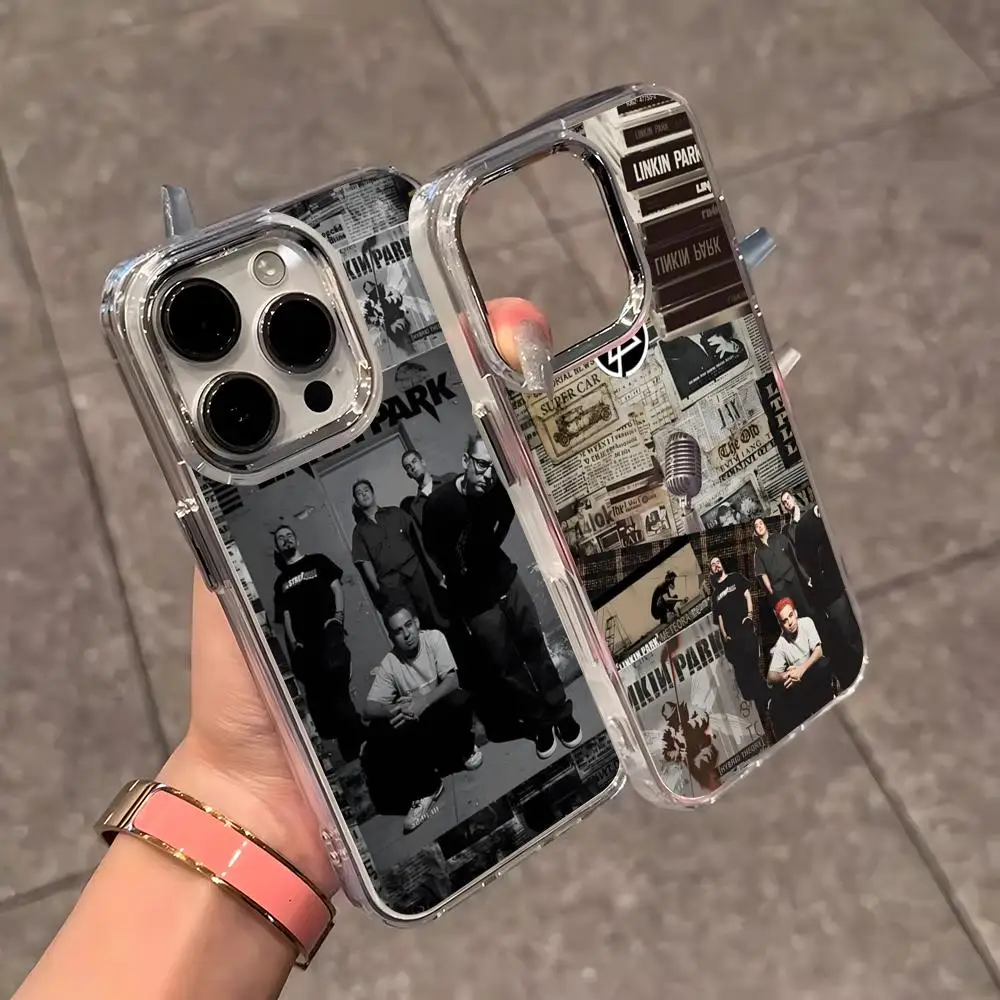 L-LinkinS Park Handyhülle für iPhone 17 Air 16 E 15 14 13 12 11 Plus Pro Max Galvanisierte Transparente Weiche Schutzhülle