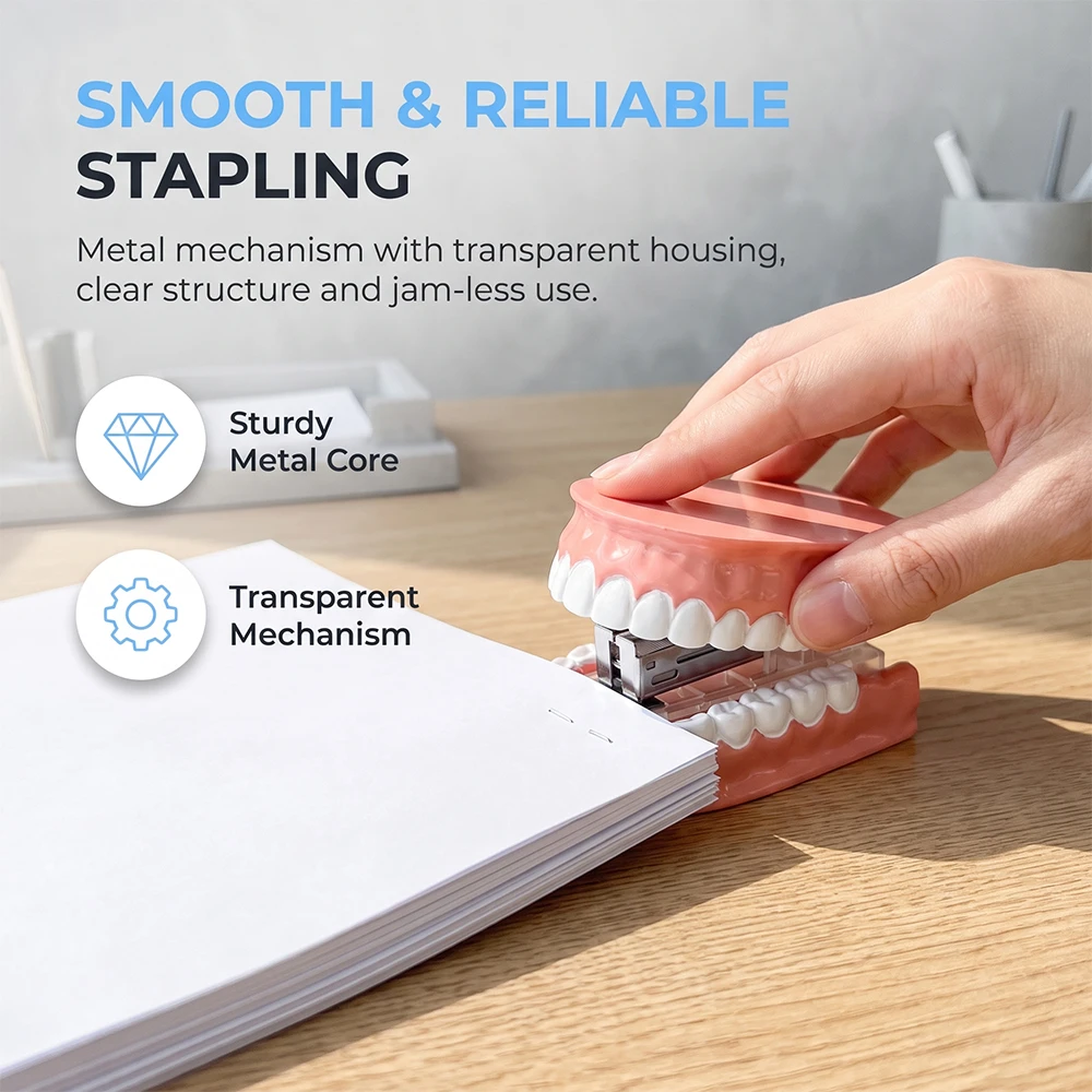 Funny Teeth Stapler Novelty Dental Mouth Model Stapler Cute Dentist Desk Stationery Stapling Tools Dentistry Office Prank Gifts
