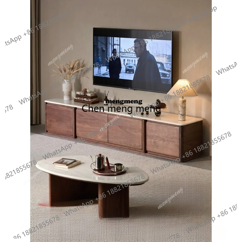 

New Natural Luxury Stone TV Cabinet North American Black Walnut Locker Home Living Room Display Cabinet