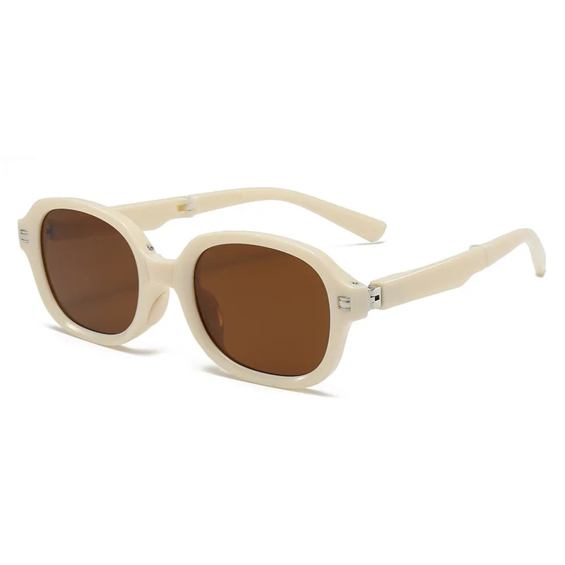 Foldable Polarized Sunglasses Men Women Retro Round Frame Sun Glasses UV400 Protection Portable Folding Eyewear Travel Shades