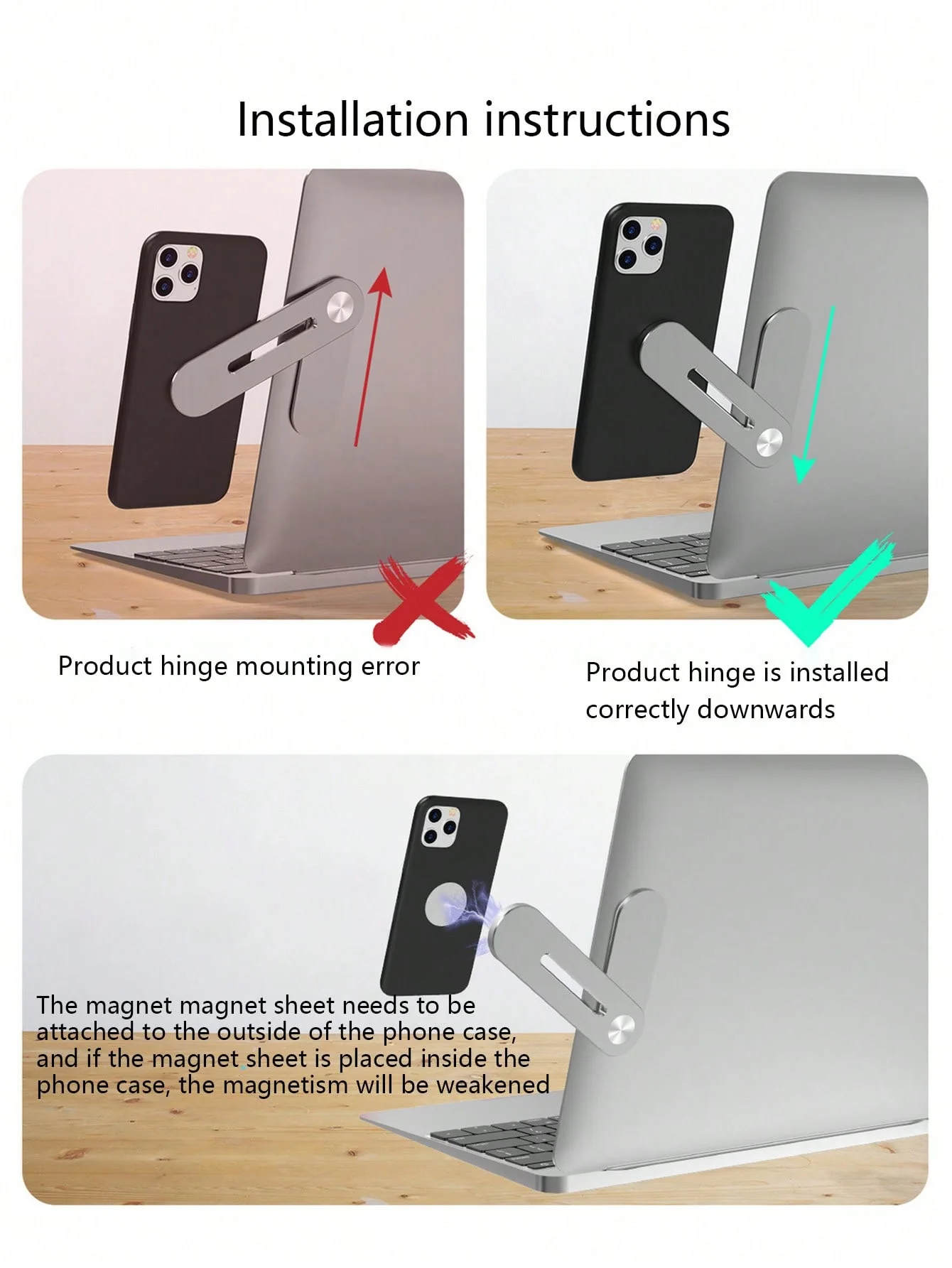 Laptop-Doppelbildschirm-Telefonständer aus Aluminiumlegierung, magnetischer, tragbarer Bildschirmständer für die Computerseite, 1 Stück – Detail 8