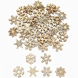 50Pcs Christmas Natural Wooden Slice Santa Claus Snowflake Christmas Tree Hanging Ornaments Pendant Navidad Decoration DIY Craft