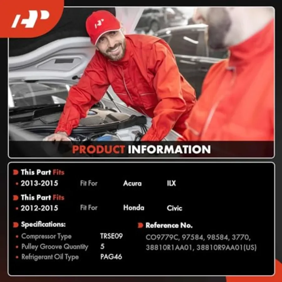 Compressore AC condizionatore d'aria con frizione compatibile con Honda Civic 20122015 1.8L Acura ILX 20132015 2.0L