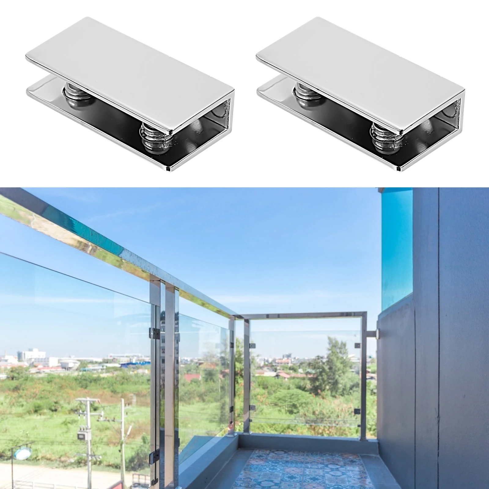 

4 Pcs Glass Shelf Brackets Zinc Alloy Durable Adjustable Rubber Layers Screw Fit Different Thickness Silver Color Display