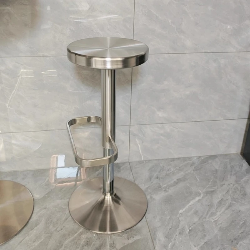 

Industrial Bar Stool Adjustable Swivel Chair with Stainless Steel Base Minimalism Counter Stools Modern Cafe Pub Metal Seating