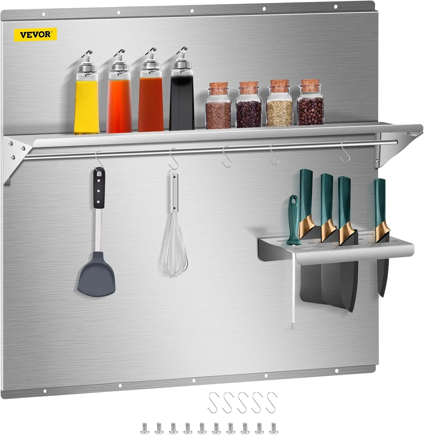 

Щит для вытяжки с полкой, 30 x 30,7 дюйма, настенный щиток для вытяжки, щиток из нержавеющей стали, серебряная брызговик