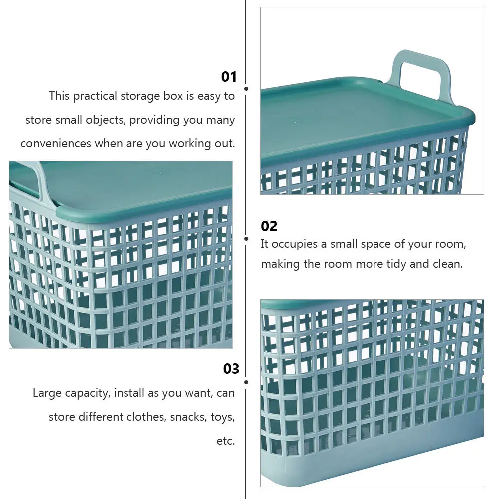 

1Set Multipurpose Storage Basket Rectangular Green Large Capacity Organizer Box Handle Convenient for Clothes Snacks Household