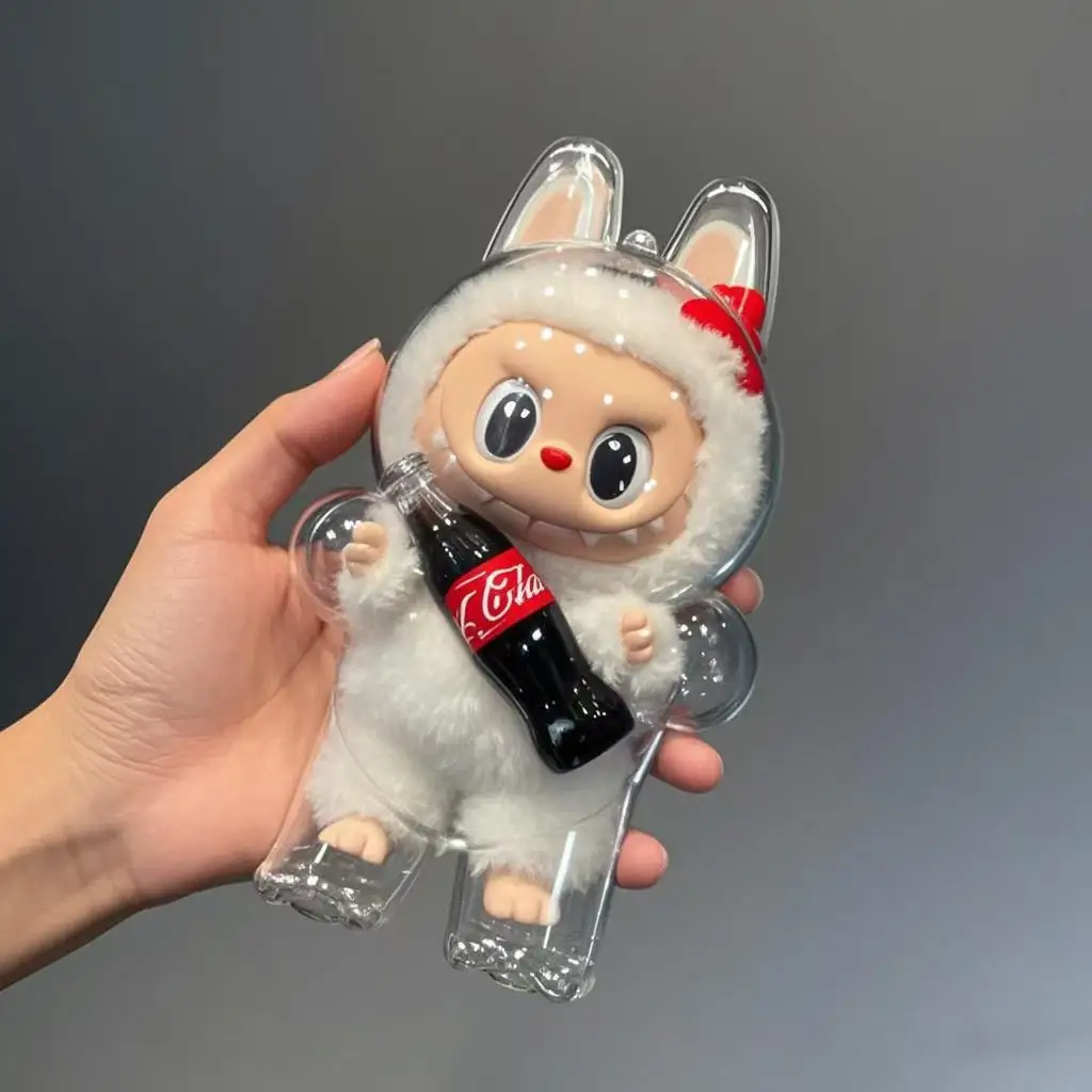 1PC Transparent Protective Cover For LABUBU Coca Cola Happy Factor  Dustproof Cover Storage Box Backpack Hanging Decor (No Doll)