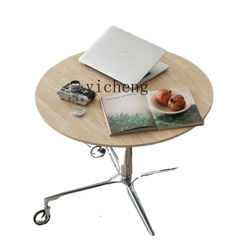 b19Lifting Side Table Small Apartment Home Lifting Movable Coffee Table Stainless Steel Solid Wood