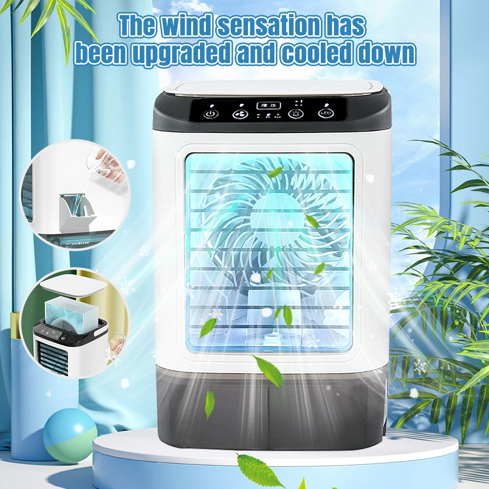 Enfriador de aire portátil para oficina, ventilador de aire acondicionado por pulverización, 3 velocidades, recargable por USB, ultrasónico, doble atomización, para escritorio