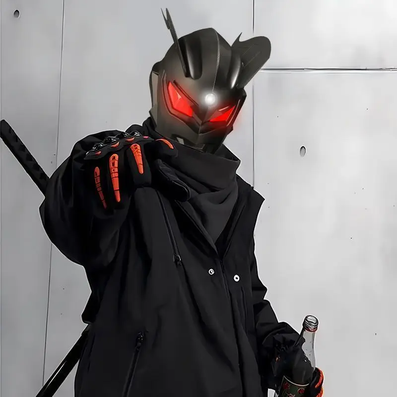 خوذة أغطية الرأس لوبوس ألترامان ذات العين الحمراء الداكنة، قناع توهج، زي الهالوين، هدية عيد ميلاد للبالغين