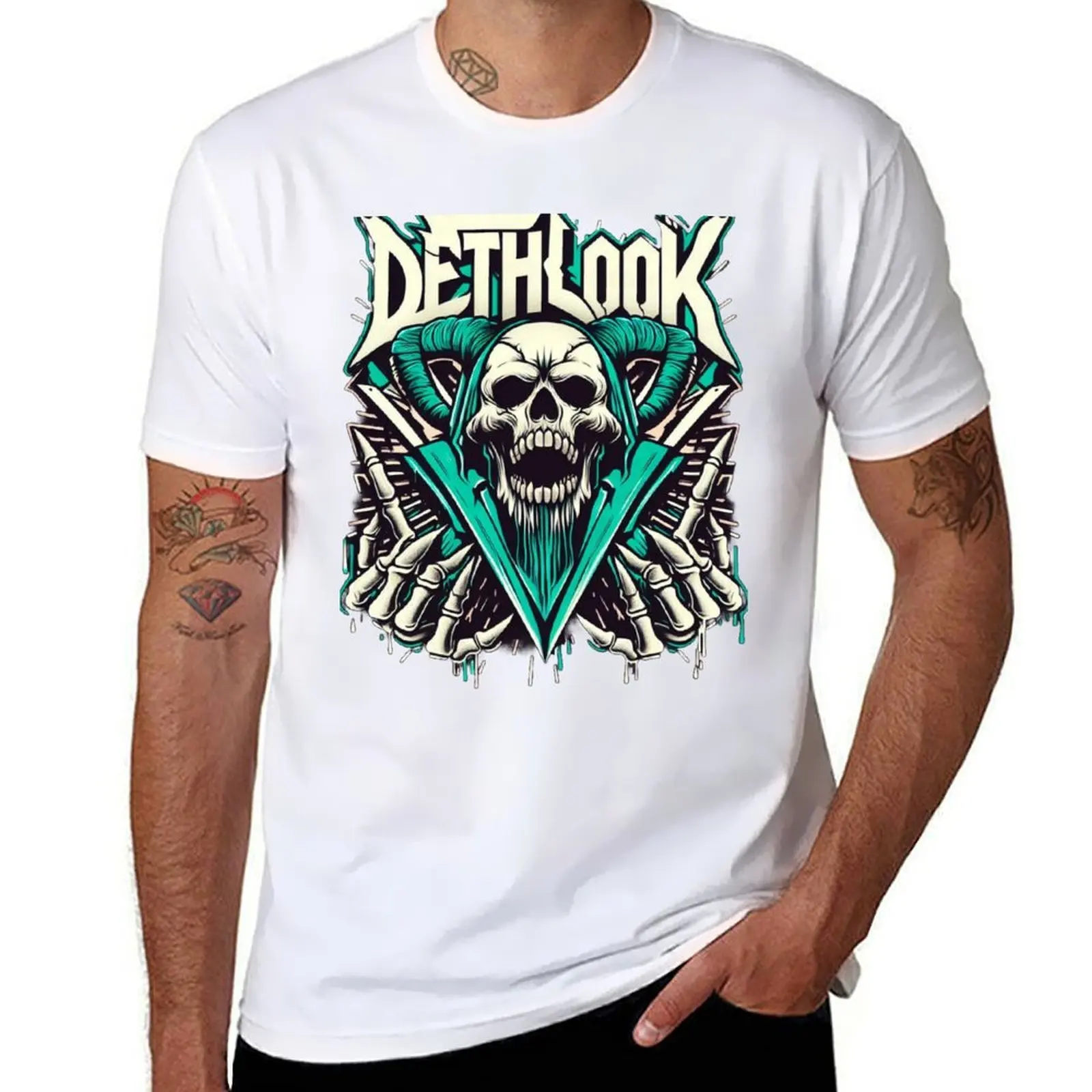 Dethklok The Dethlook Skull T-Shirt Breathable Lightweight Summer Top