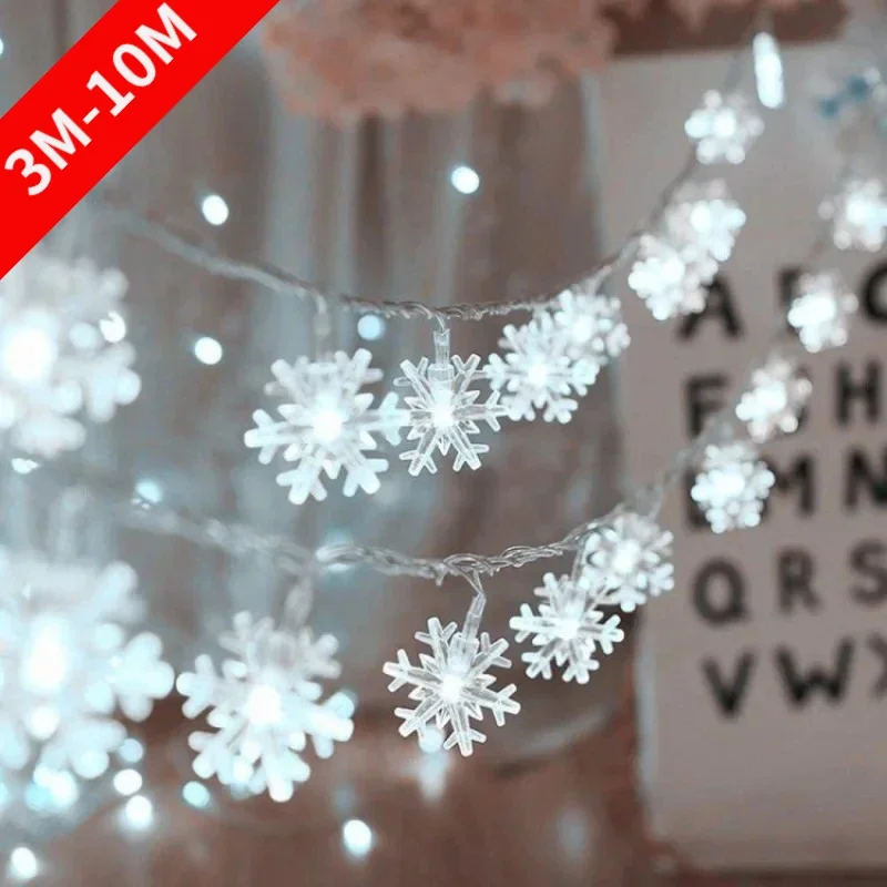 10M USB/zasilanie bateryjne śnieżynka łańcuchy świetlne LED girlanda świetlna lampa zewnętrzna ślubne bajkowe oświetlenie ogrodowe świąteczne dekoracje