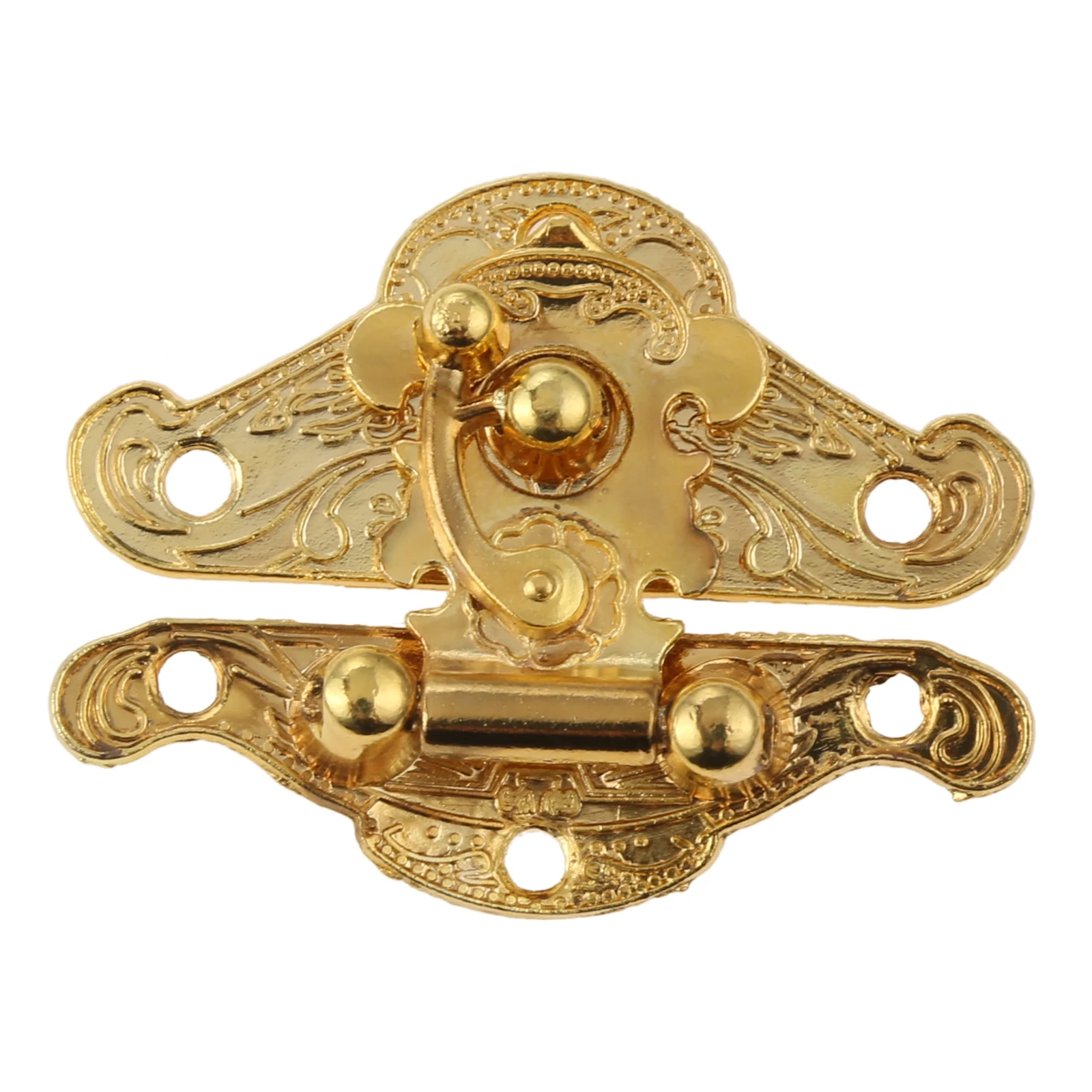 2 Pcs Antique Gold Box Hasp Lock Latch Vintage Decorative Jewelry Gift Wooden Box Buckle Hook +Screws Furniture Fittings 48*37mm