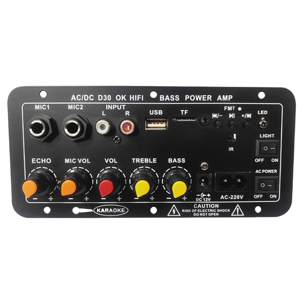 Módulo de rádio sem fio, microfone duplo, compatível com Bluetooth, amplificador de som estéreo, poderoso amplificador de áudio, 12V, 220V