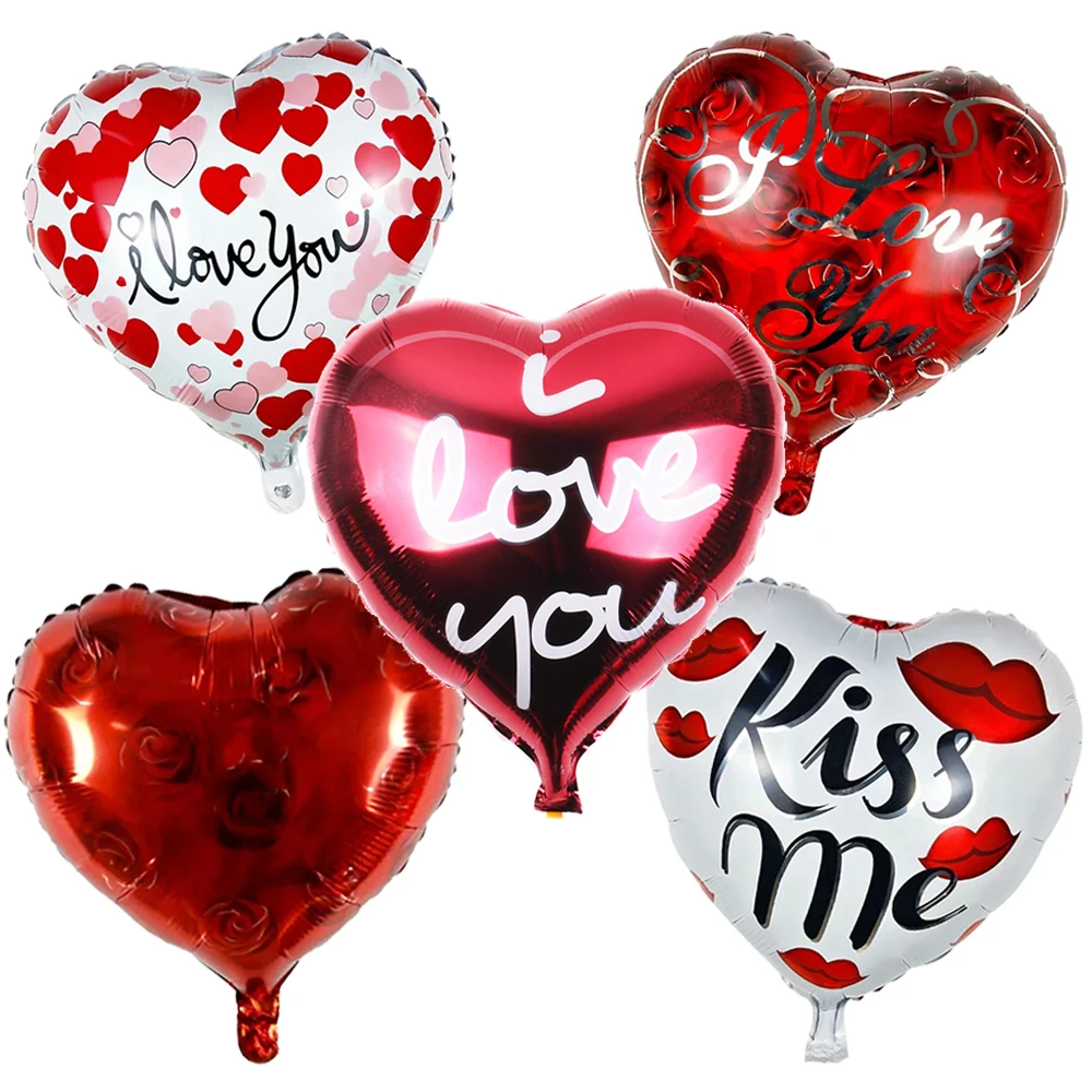 5pcs 18Inch Valentine's Day Decorations Heart-shaped Foil Balloons Wedding Party Anniversary Decorations Supplies