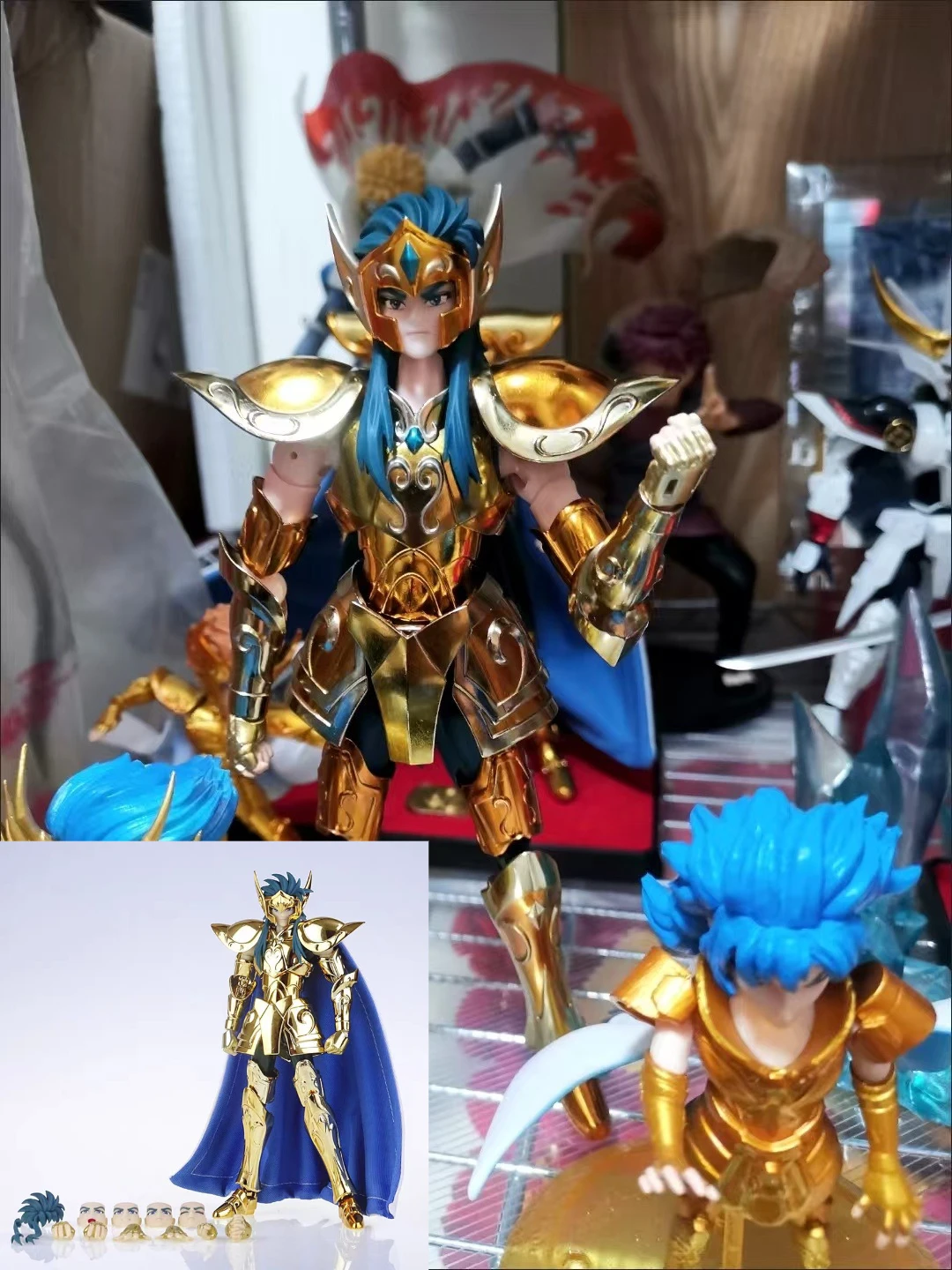 

MST model Saint Seiya Myth Cloth EXM/EX Aquarius Camus Metal With Hyoga Cygnus Head 24K Hades Gold Zodiac Knights Action Figure