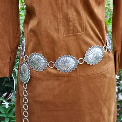 Cinto de ligação concho southwestern sun estrela explosão carimbado metal medalhão concho corrente cinto cowgirl verão vestido cintura boho accessori