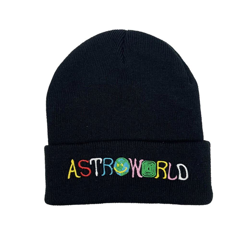 1pcs Beanie Astroworld Embroidery Knitted Hat Ski Warm Winter Unisex Hip Hop Hats Black White Red