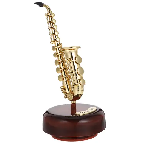 Miniature Plastic Saxophone Music Box Decorative Musical Instrument Adornment Elegant Design Lasting Use