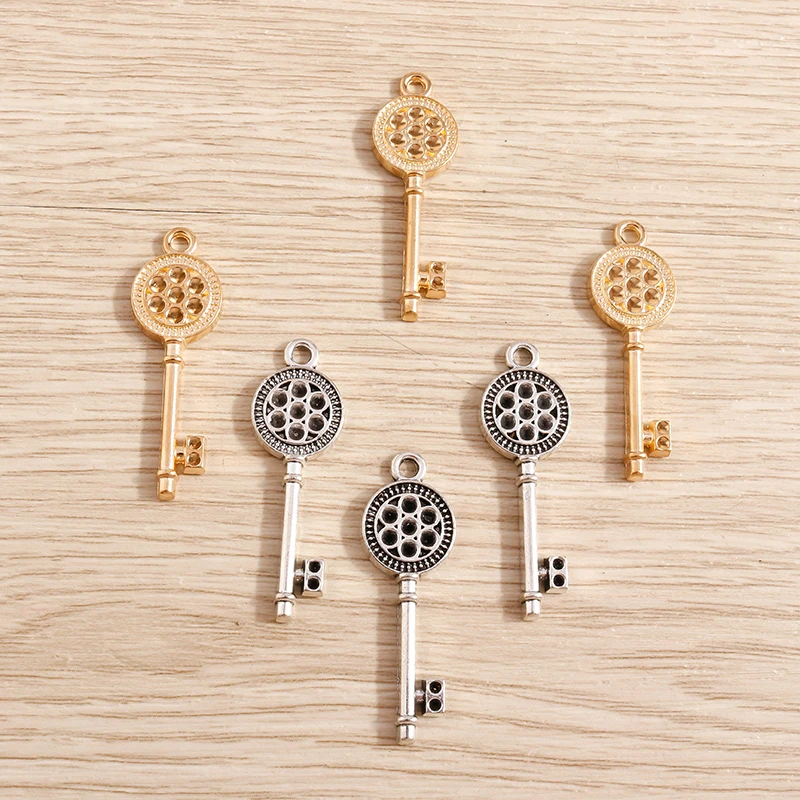 20 stücke 35x11mm niedlich 2 Farben Legierung Schlüssel anhänger Anhänger für Schmuck machen Tropfen Ohrringe Halskette Schlüssel anhänger DIY Handwerk Zubehör – Detail 6