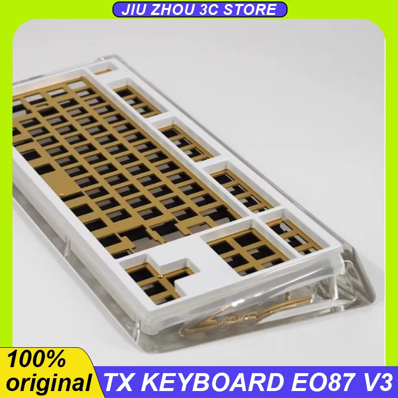 TX teclado Eo87 V3 personalizado kit de teclado, Caso de teclado totalmente transparente, Hot Swap, RGB, Injeção moldada, Mecânica