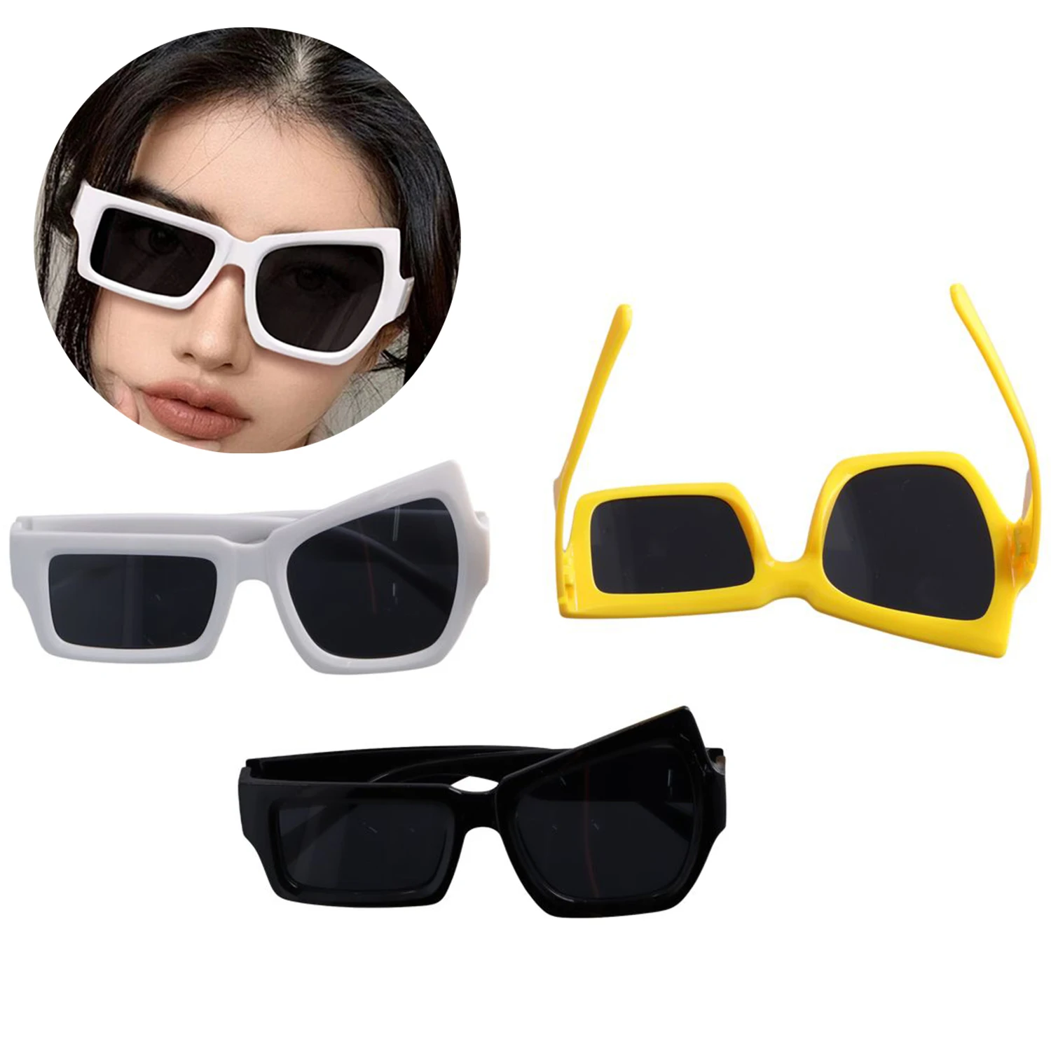 

1 PC Fashion Hip Hop Funny Glasses With Raised Eyebrows On One Side Irregular Personality Sunglasses For Men Women