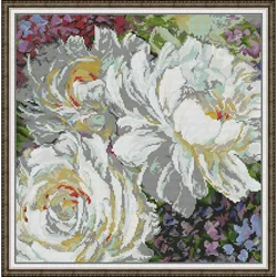 Joy Sunday-Pre-printed Cross Stitch Kit, DIY Easy Pattern, Aida 14/11CT, Stamped Fabric Embroidery, White Rose (Oil Painting)