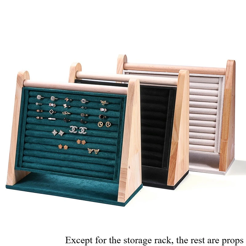 Ring plate Earrings Earrings Wooden tray Jewelry rack Jewelry stall Jewelry display table