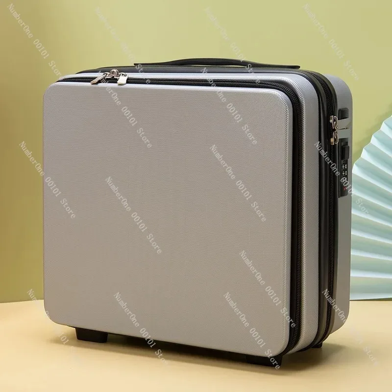 Mini 16-inch Password Box Storage, Front-opening Carry-on Suitcase, Cosmetic Case with Hanging Option