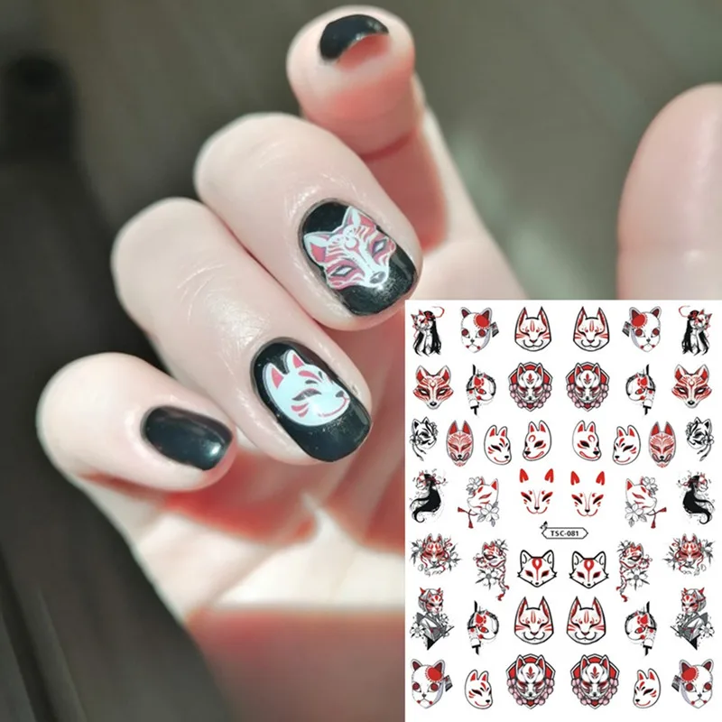 Yeni 3D japon animesi arka tutkal kendinden yapışkanlı çıkartma kaymak damgalama DIY dekorasyon İpuçları Nail Art Sticker 081 081