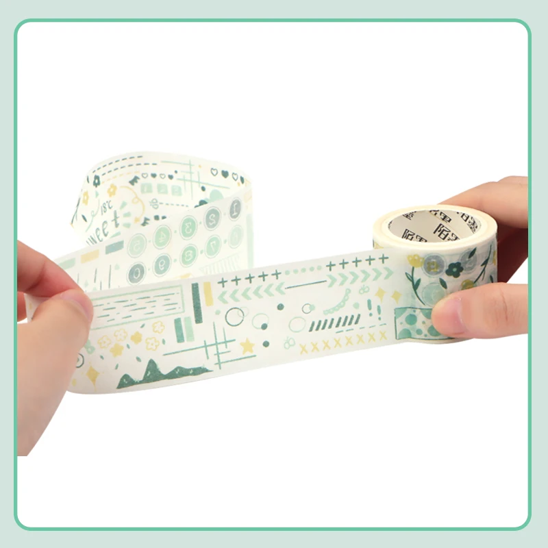 

35mm Avocado Girl Washi Tape Green Daily Planner Weather Icons Cute Doodle Tape for Spring Journals Schedulers Scrapbooking