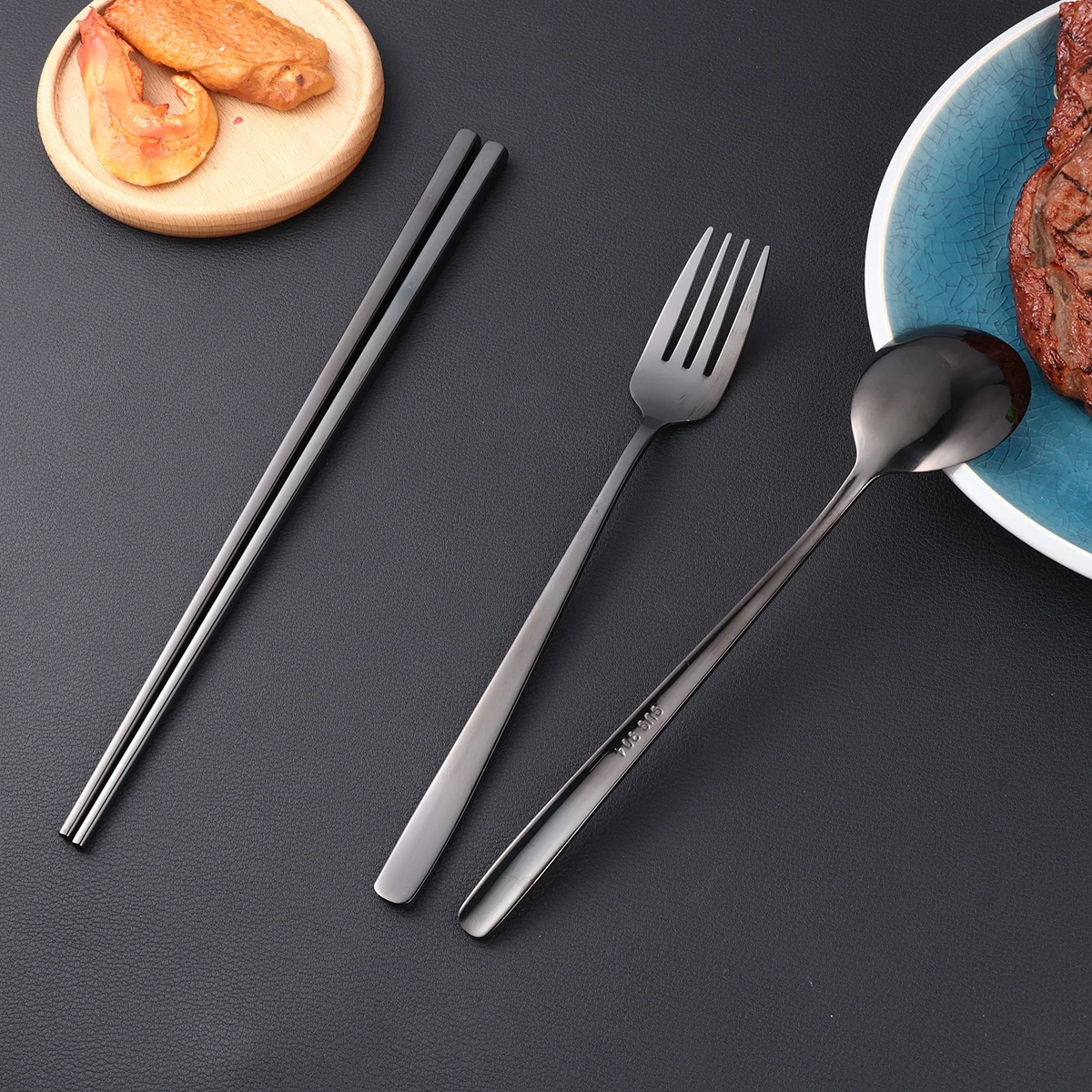 

8pcs Stainless Steel Tableware Set Anti corrosion Safe Healthy Simple Stylish Mirror Polishing Thick H Reusable