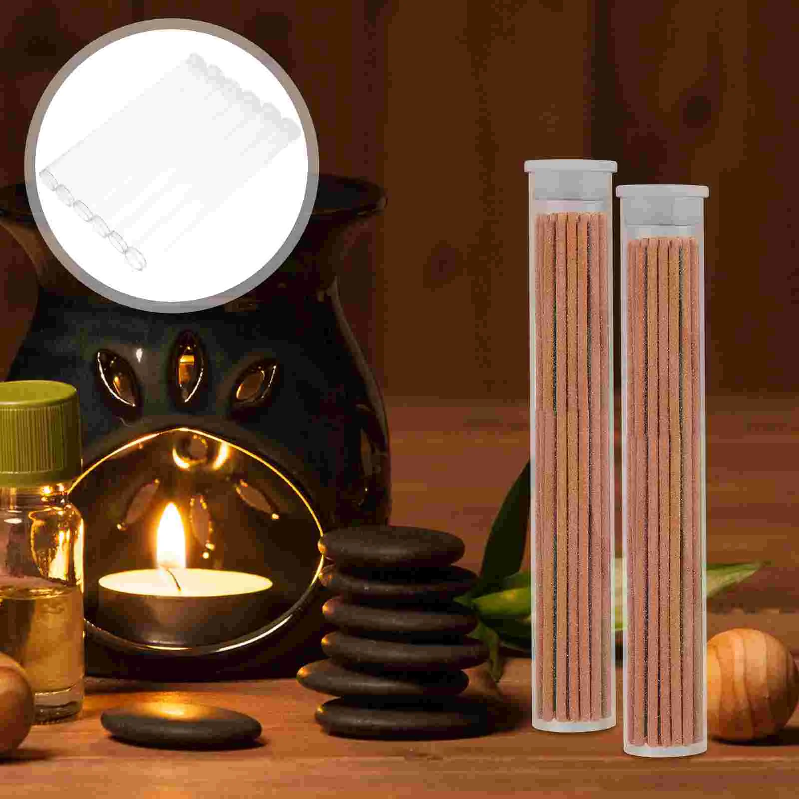 6 Pcs Incense Tube Storage Cylinder Stick Container Clear Fragrance Holder Portable Case Transparent Acrylic Tube