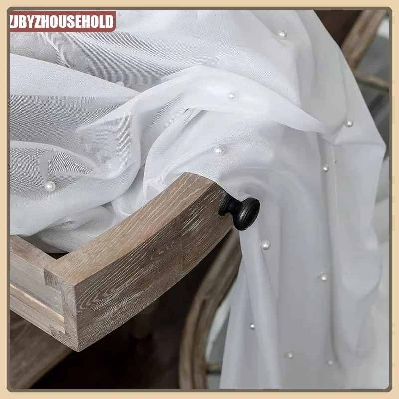 

Luxury Beaded Pure White Tulle Curtain for Living Room Bedroom Bay Window Balcony Pure White Yarn Custom Sheer Minimalist Modern