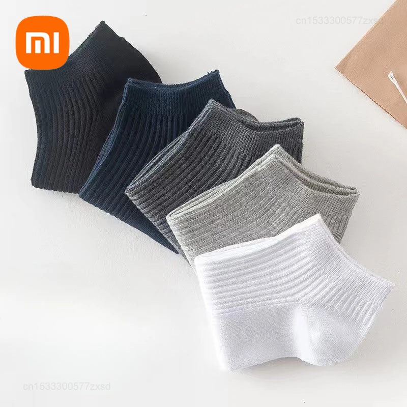 Xiaomi 5 Pairs Pure Cotton 100% Low Cut Men Socks Solid Color Deodorization Breathable Comfortable Summer Casual Soft Men Socks