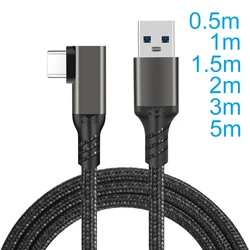 USB 3.2 GEN2 3A 60W 90 Degree Elbow Type-C Connector Cable Usb Tipo c for VR Link Data Cable 0.5M 1M 2M 3M