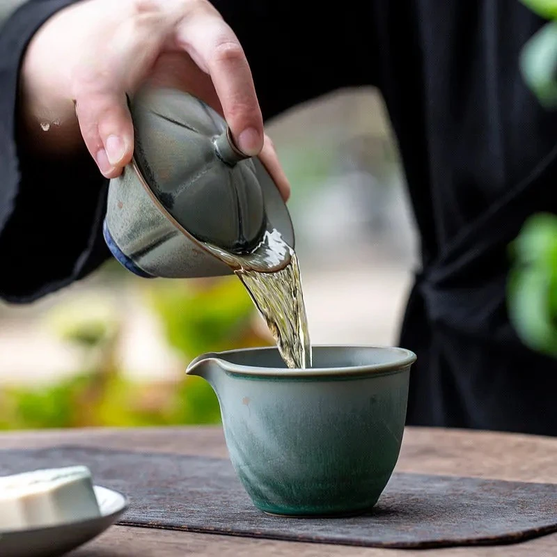 Chinese-style Coarse Pottery Ginkgo Leaf Fair Cup Kung Fu Tea Set Accessories Tea Sea Household Cup Blender Tea Divider Fair Cup
